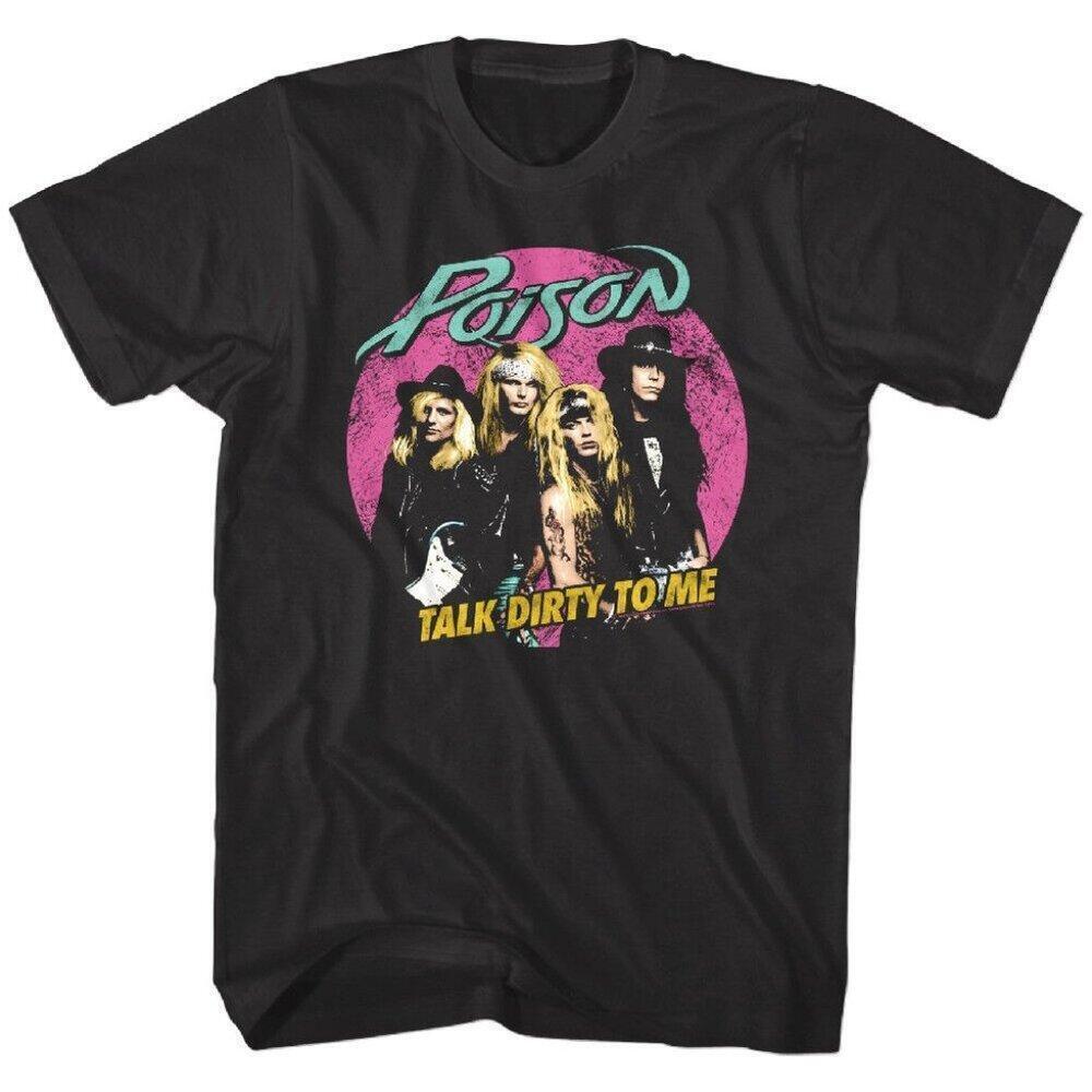 Poison Talk Dirty To Me Album Circle T-Shirt Rock Band Concert Tour Graphic Tee